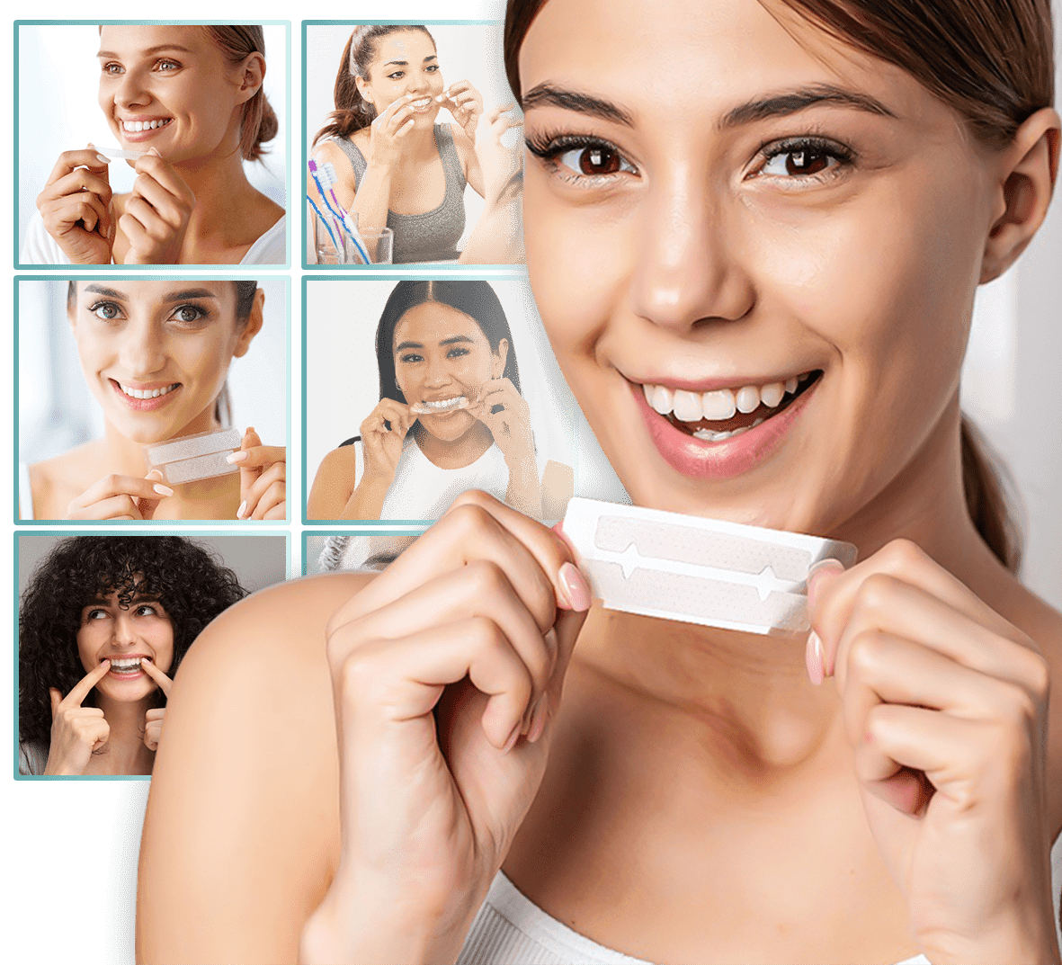 Customers applying Dentivital whitening strips